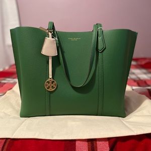 Tory Burch Perry Leather Shoulder Tote Arugula NWOT
